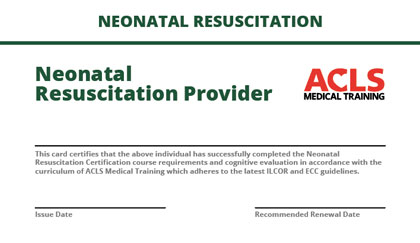 Neonatal Resuscitation Renewal - Instant Provider Cards