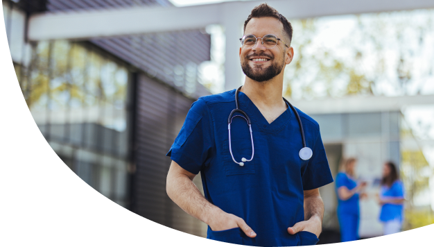 Medical professional smiling